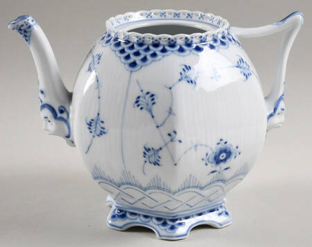 Blue Fluted Full Lace (No Trim) Small Teapot No Lid