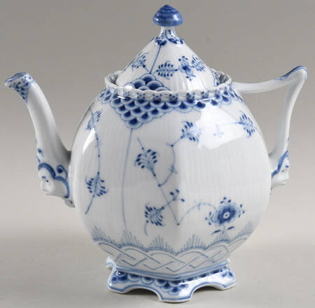 Blue Fluted Full Lace (No Trim) Small Teapot & Lid