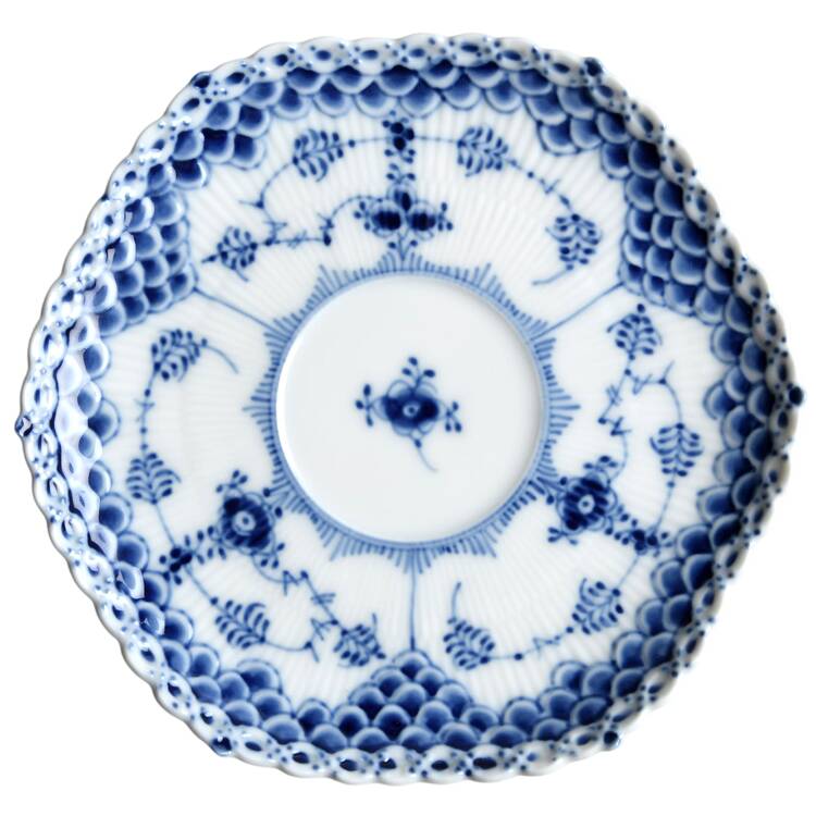 Blue Fluted Full Lace (No Trim) Saucer for Footed Cup