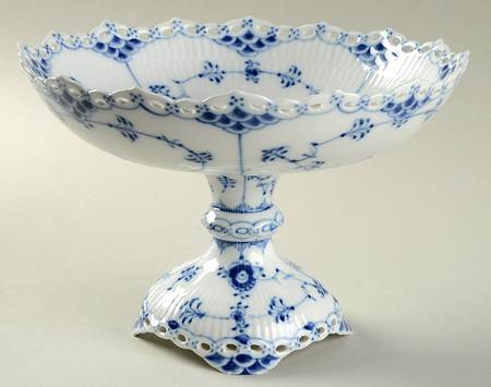 Blue Fluted Full Lace (No Trim) 8" Diameter Pedestal Cake Stand