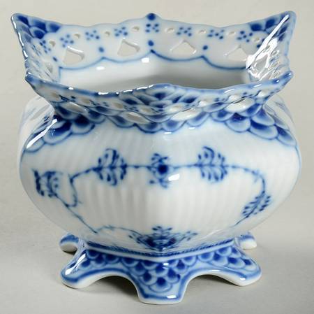 Blue Fluted Full Lace (No Trim) Mini Open Sugar Bowl