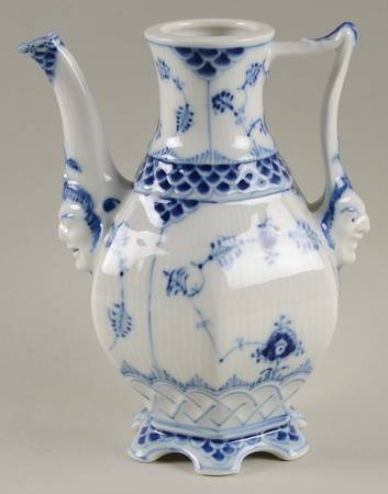Blue Fluted Full Lace (No Trim) Mini Coffee Pot No Lid