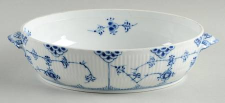 Blue Fluted Full Lace (No Trim) Oval Vegetable No Lid