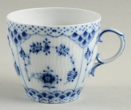 Blue Fluted Full Lace (No Trim) Flat Cup