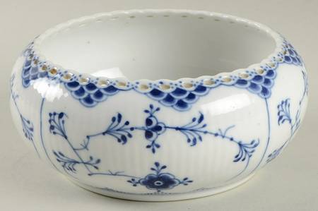 Blue Fluted Full Lace (No Trim) Open Sugar Bowl