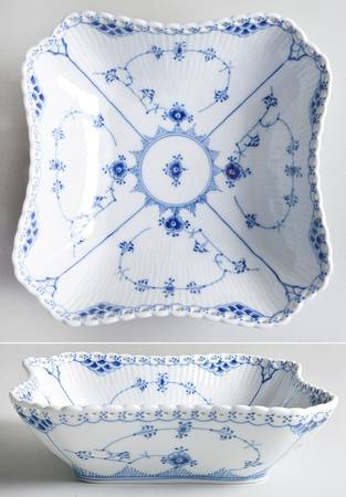 Blue Fluted Full Lace (No Trim) 8" Square Vegetable Bowl