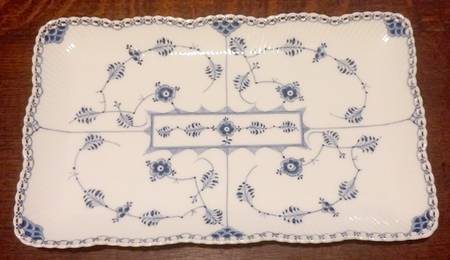 Blue Fluted Full Lace (No Trim) 15" Rectangular Serving Platter