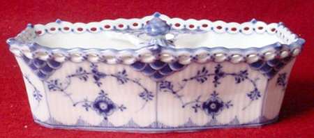 Blue Fluted Full Lace (No Trim) 4 Section Condiment Tray