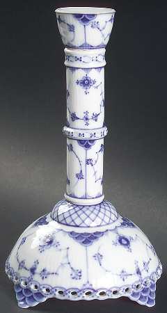 Blue Fluted Full Lace (No Trim) 7" Candlestick