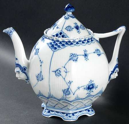 Blue Fluted Full Lace (No Trim) Teapot & Lid