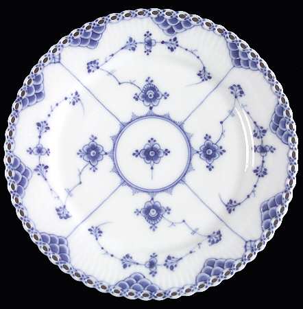 Blue Fluted Full Lace (No Trim) Luncheon Plate