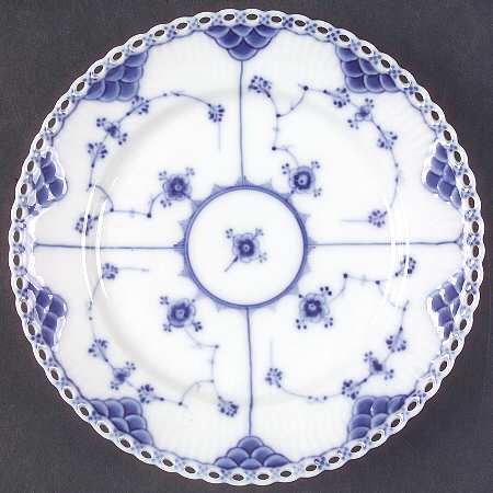 Blue Fluted Full Lace (No Trim) Salad Plate