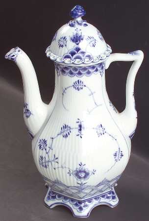 Blue Fluted Full Lace (No Trim) Coffee Pot & Lid