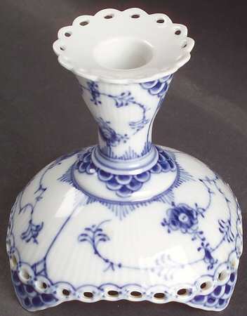 Blue Fluted Full Lace (No Trim) Small Candlestick