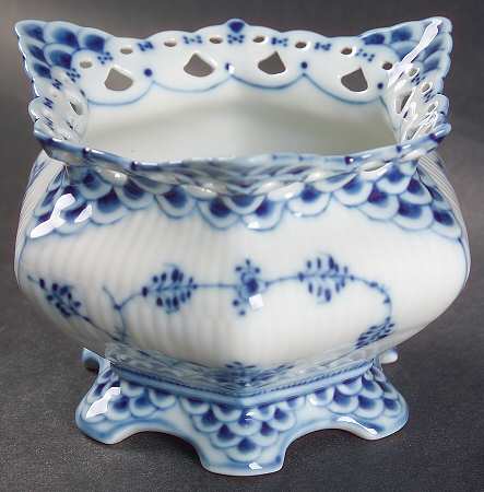 Blue Fluted Full Lace (No Trim) Open Sugar Bowl