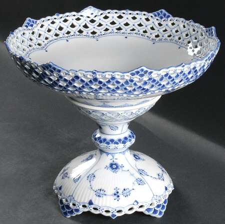 Blue Fluted Full Lace (No Trim) Round Compote (Height X Width)