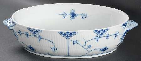 Blue Fluted Full Lace (No Trim) Oval Vegetable No Lid