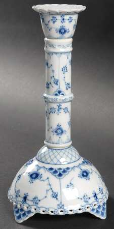Blue Fluted Full Lace (No Trim) 8" Tall Candlestick