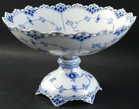 Blue Fluted Full Lace (No Trim) Round Compote (Height X Width)