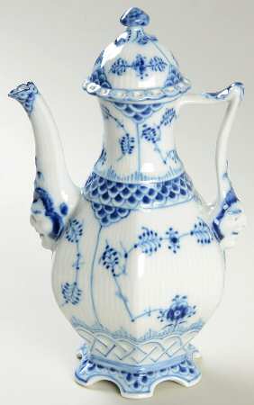 Blue Fluted Full Lace (No Trim) Mini Coffee Pot & Lid
