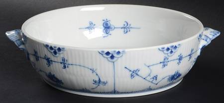 Blue Fluted Full Lace (No Trim) Round Vegetable No Lid