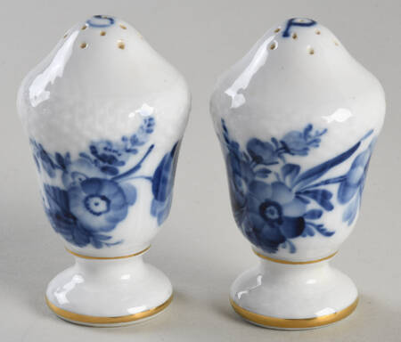 Blue Flowers (Curved, Gold) Salt & Pepper Set