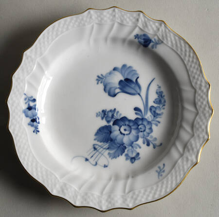 Blue Flowers (Curved, Gold) Dessert/Pie Plate by Royal Copenhagen