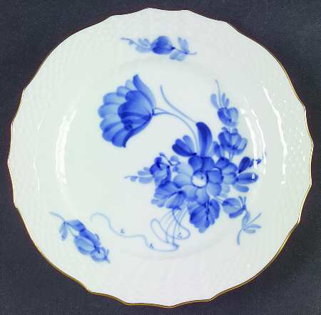 Blue Flowers (Curved, Gold) Bread & Butter Plate