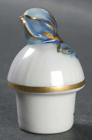 Blue Flowers (Curved, Gold) Stopper for Vinegar/Oil