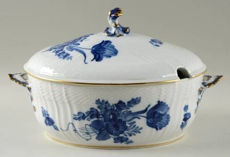 Blue Flowers (Curved, Gold) Tureen &  Lid