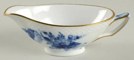 Blue Flowers (Curved, Gold) Individual Gravy Boat