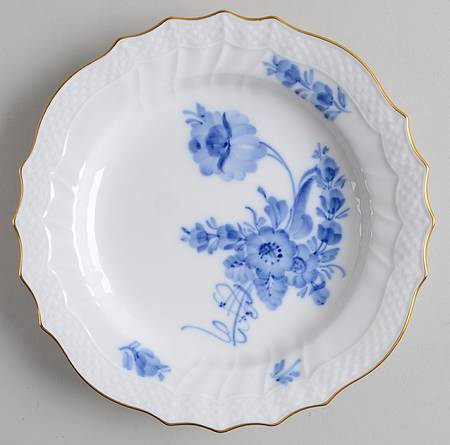 Blue Flowers (Curved, Gold) Bread & Butter Plate