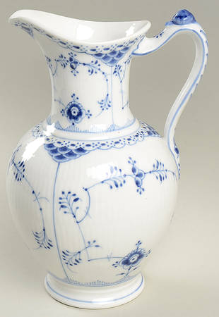 Blue Fluted Half Lace Border (No Trim) 40 Oz Pitcher No Lid