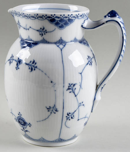 Blue Fluted Half Lace Border (No Trim) 40 Oz Pitcher