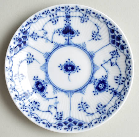 Blue Fluted Half Lace Border (No Trim) Saucer for Flat Cup