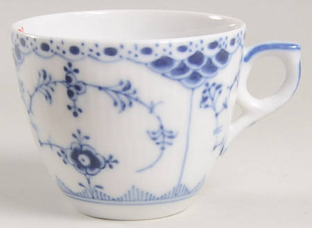 Blue Fluted Half Lace Border (No Trim) Flat Cup