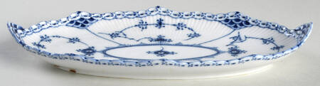 Blue Fluted Half Lace Border (No Trim) Pickle Dish