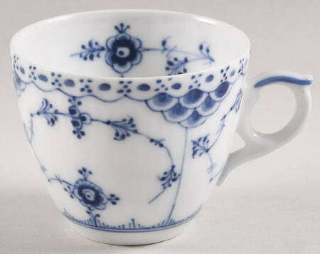Blue Fluted Half Lace Border (No Trim) Flat Demitasse Cup
