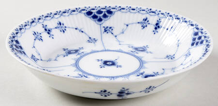 Blue Fluted Half Lace Border (No Trim) Coupe Soup Bowl