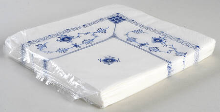 Blue Fluted Half Lace Border (No Trim) Package of Paper Dinner Napkins