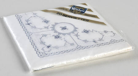 Blue Fluted Half Lace Border (No Trim) Package of Paper Cocktail Napkins