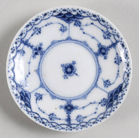 Blue Fluted Half Lace Border (No Trim) Saucer for Flat Demitasse Cup
