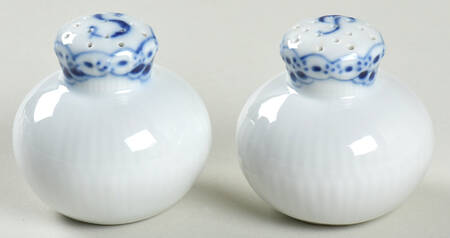 Blue Fluted Half Lace Border (No Trim) Salt & Pepper Set