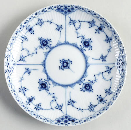 Blue Fluted Half Lace Border (No Trim) Saucer for Flat Cream Soup Bowl