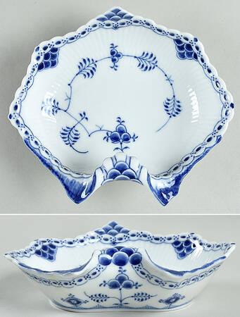 Blue Fluted Half Lace Border (No Trim) 7" Pickle Dish