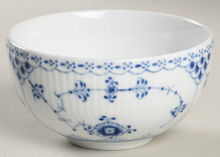 Blue Fluted Half Lace Border (No Trim) Rice Bowl