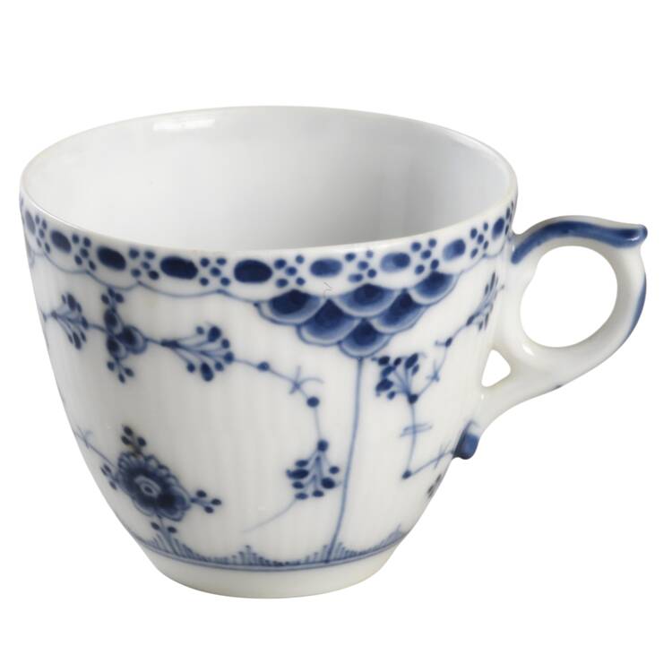 Blue Fluted Half Lace Border (No Trim) Flat Demitasse Cup