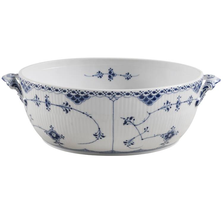 Blue Fluted Half Lace Border (No Trim) Oval Tureen No Lid