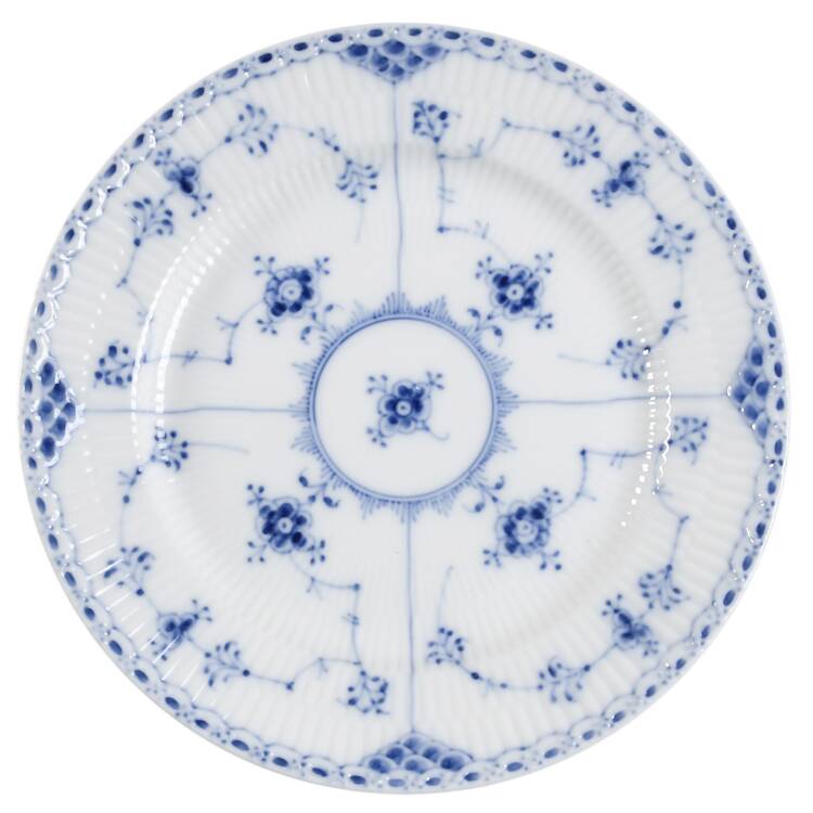 Blue Fluted Half Lace Border (No Trim) Salad Plate