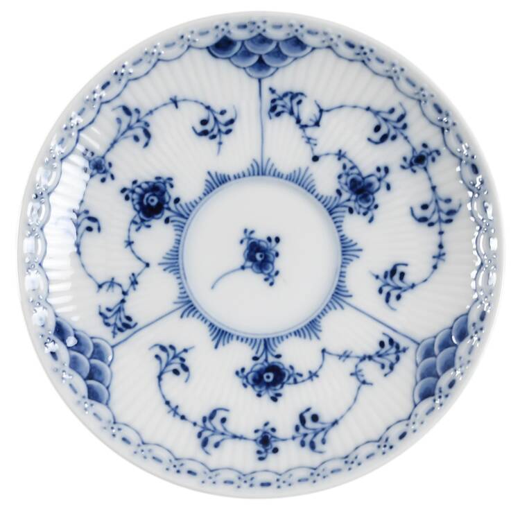 Blue Fluted Half Lace Border (No Trim) Saucer for Flat Cup